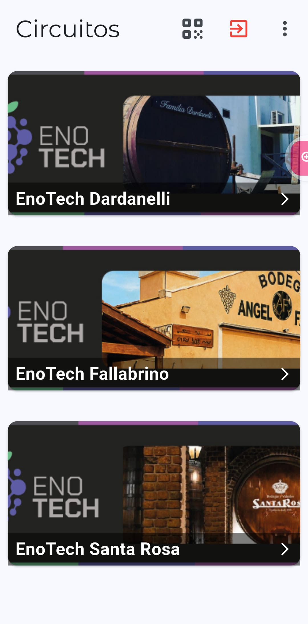 Selección de los circuitos EnoTech en la aplicación